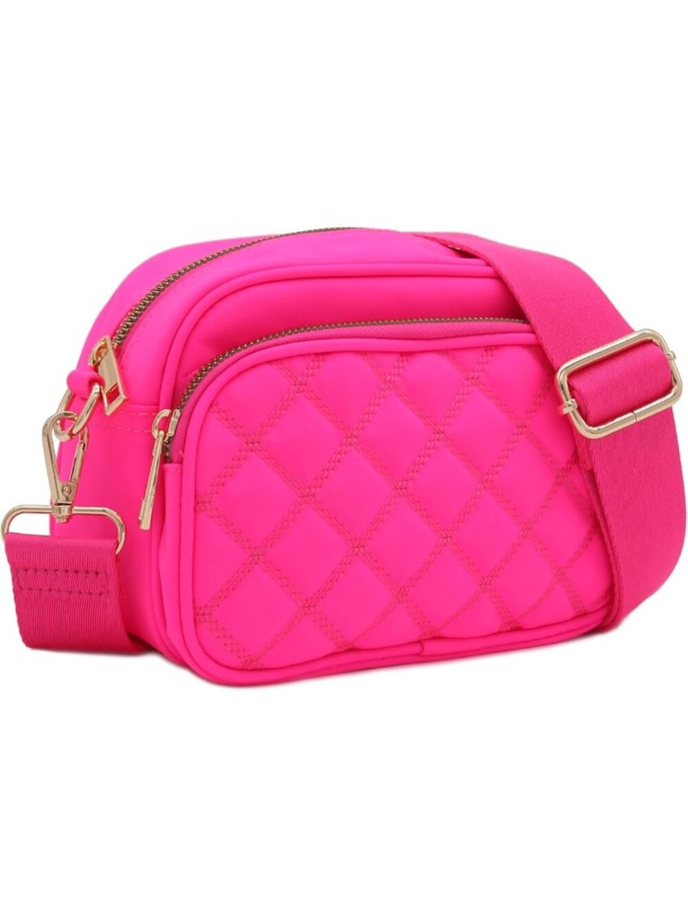 Stylish Quilted Nylon Crossbody Bag with Adjustable Wide Strap for Everyday Use